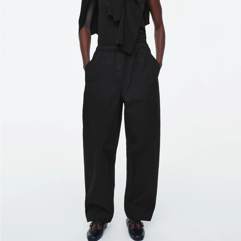 COS Black Barrel Leg Trousers